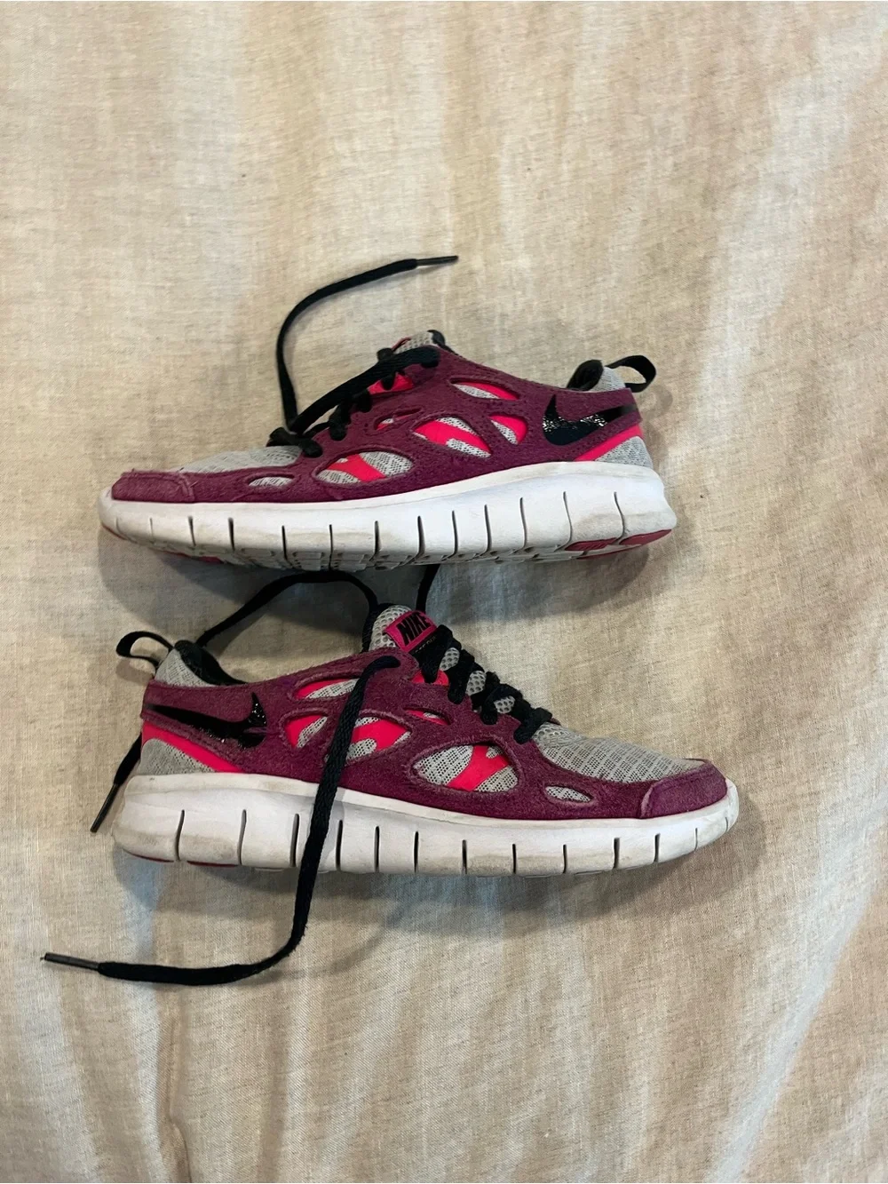 Nike Kids Gray, Pink & Black Mesh Athletic Sneakers